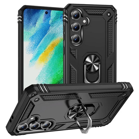 For Samsung Galaxy S24 FE Case PC+TPU Phone Cover with Rotary Ring Kickstand