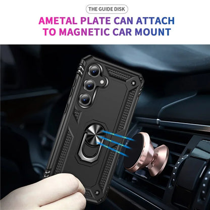For Samsung Galaxy S24 FE Case PC+TPU Phone Cover with Rotary Ring Kickstand