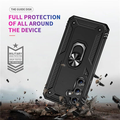 For Samsung Galaxy S24 FE Case PC+TPU Phone Cover with Rotary Ring Kickstand