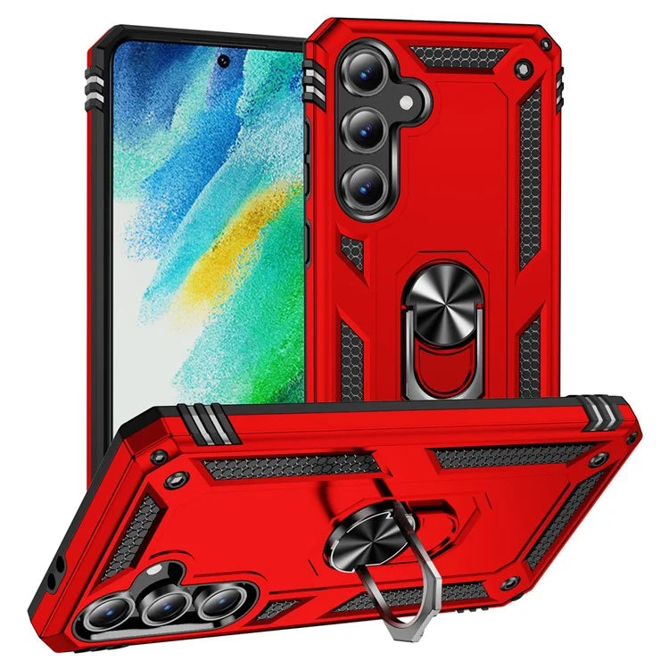 For Samsung Galaxy S24 FE Case PC+TPU Phone Cover with Rotary Ring Kickstand