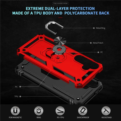 For Samsung Galaxy S24 FE Case PC+TPU Phone Cover with Rotary Ring Kickstand