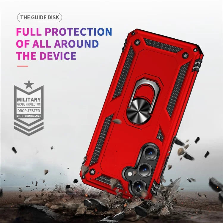 For Samsung Galaxy S24 FE Case PC+TPU Phone Cover with Rotary Ring Kickstand