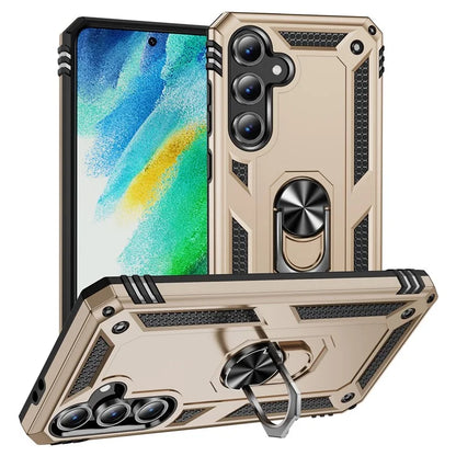 For Samsung Galaxy S24 FE Case PC+TPU Phone Cover with Rotary Ring Kickstand