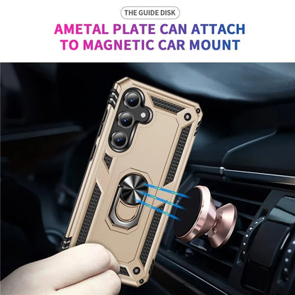 For Samsung Galaxy S24 FE Case PC+TPU Phone Cover with Rotary Ring Kickstand