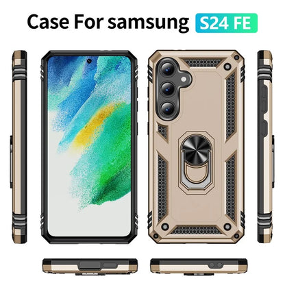 For Samsung Galaxy S24 FE Case PC+TPU Phone Cover with Rotary Ring Kickstand
