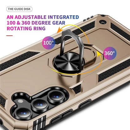 For Samsung Galaxy S24 FE Case PC+TPU Phone Cover with Rotary Ring Kickstand