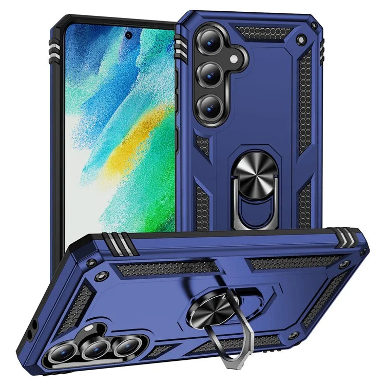 For Samsung Galaxy S24 FE Case PC+TPU Phone Cover with Rotary Ring Kickstand