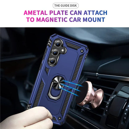 For Samsung Galaxy S24 FE Case PC+TPU Phone Cover with Rotary Ring Kickstand