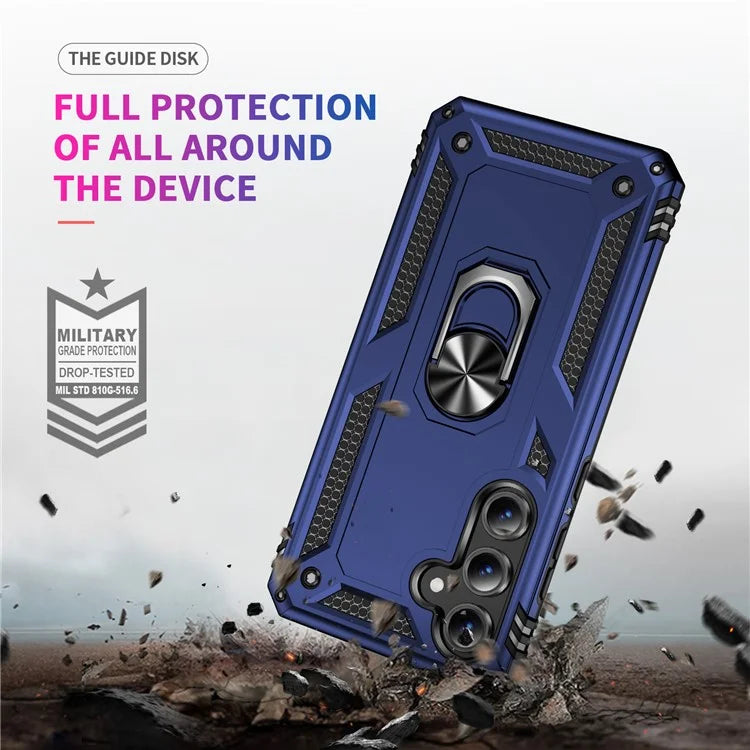 For Samsung Galaxy S24 FE Case PC+TPU Phone Cover with Rotary Ring Kickstand