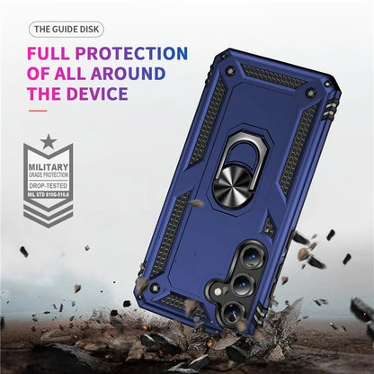 For Samsung Galaxy S24 FE Case PC+TPU Phone Cover with Rotary Ring Kickstand