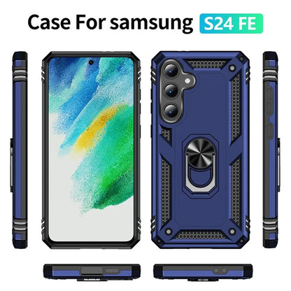 For Samsung Galaxy S24 FE Case PC+TPU Phone Cover with Rotary Ring Kickstand