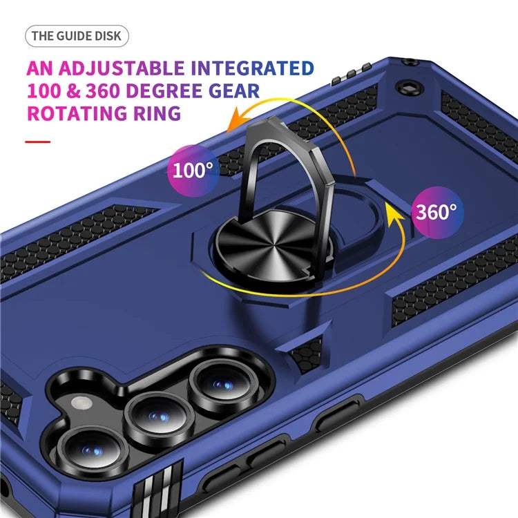For Samsung Galaxy S24 FE Case PC+TPU Phone Cover with Rotary Ring Kickstand