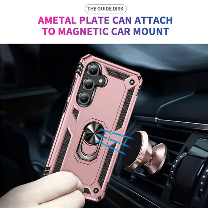 For Samsung Galaxy S24 FE Case PC+TPU Phone Cover with Rotary Ring Kickstand