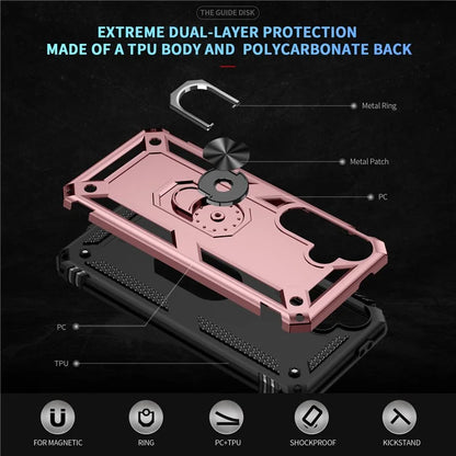 For Samsung Galaxy S24 FE Case PC+TPU Phone Cover with Rotary Ring Kickstand