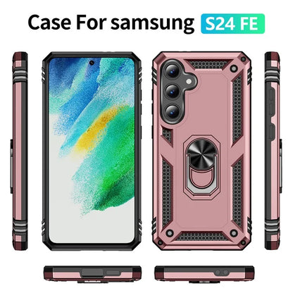 For Samsung Galaxy S24 FE Case PC+TPU Phone Cover with Rotary Ring Kickstand