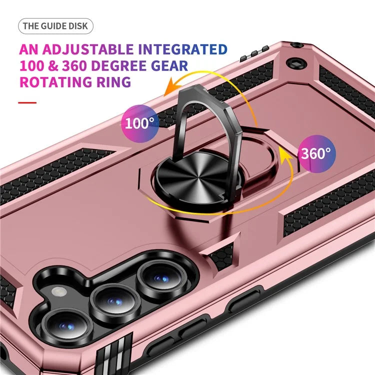 For Samsung Galaxy S24 FE Case PC+TPU Phone Cover with Rotary Ring Kickstand