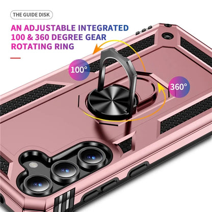 For Samsung Galaxy S24 FE Case PC+TPU Phone Cover with Rotary Ring Kickstand