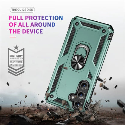 For Samsung Galaxy S24 FE Case PC+TPU Phone Cover with Rotary Ring Kickstand