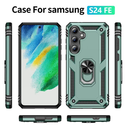 For Samsung Galaxy S24 FE Case PC+TPU Phone Cover with Rotary Ring Kickstand