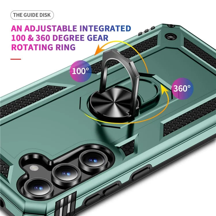 For Samsung Galaxy S24 FE Case PC+TPU Phone Cover with Rotary Ring Kickstand