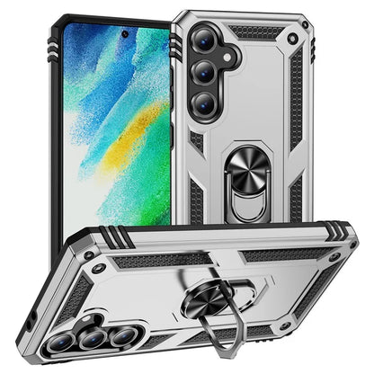 For Samsung Galaxy S24 FE Case PC+TPU Phone Cover with Rotary Ring Kickstand