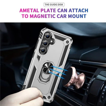 For Samsung Galaxy S24 FE Case PC+TPU Phone Cover with Rotary Ring Kickstand
