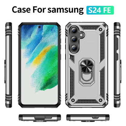 For Samsung Galaxy S24 FE Case PC+TPU Phone Cover with Rotary Ring Kickstand