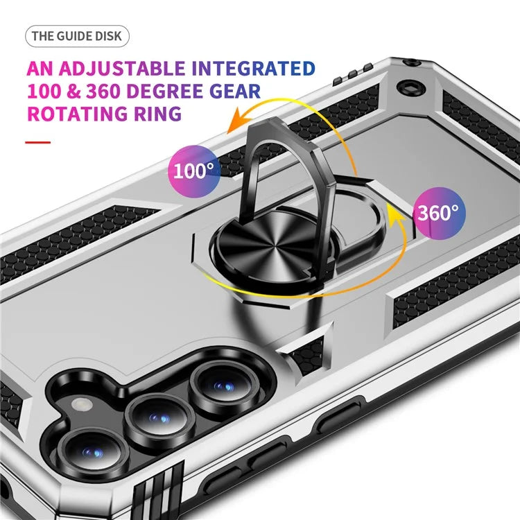 For Samsung Galaxy S24 FE Case PC+TPU Phone Cover with Rotary Ring Kickstand