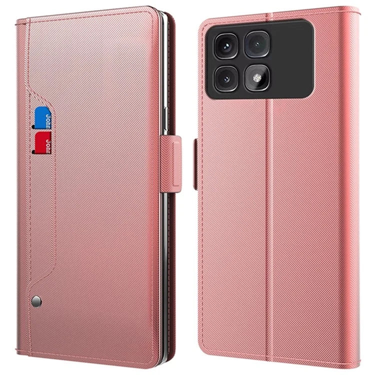 For Xiaomi Redmi K70 Ultra Case Stand PU Leather Phone Cover Card Holder Mirror