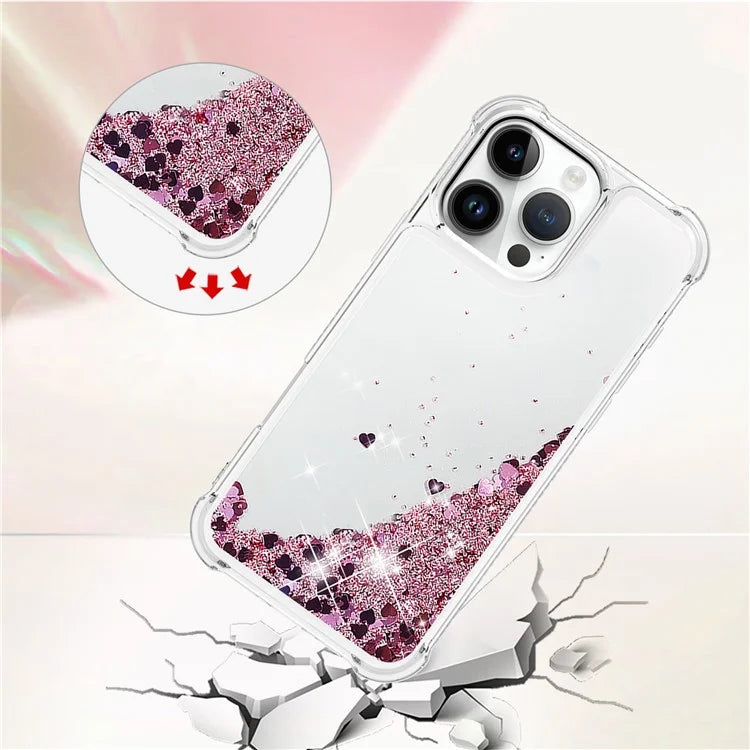 YB Quicksand Series-1 For iPhone 16 Pro Max Case Glitter Liquid Anti-Drop TPU Phone Cover