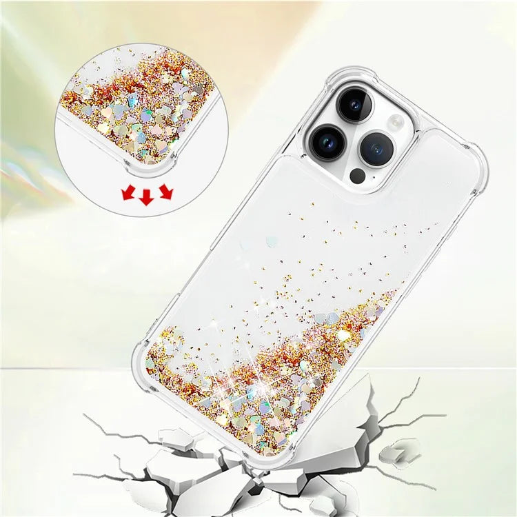 YB Quicksand Series-1 For iPhone 16 Pro Max Case Glitter Liquid Anti-Drop TPU Phone Cover