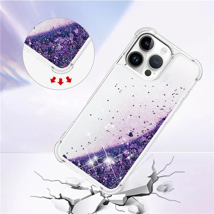 YB Quicksand Series-1 For iPhone 16 Pro Max Case Glitter Liquid Anti-Drop TPU Phone Cover