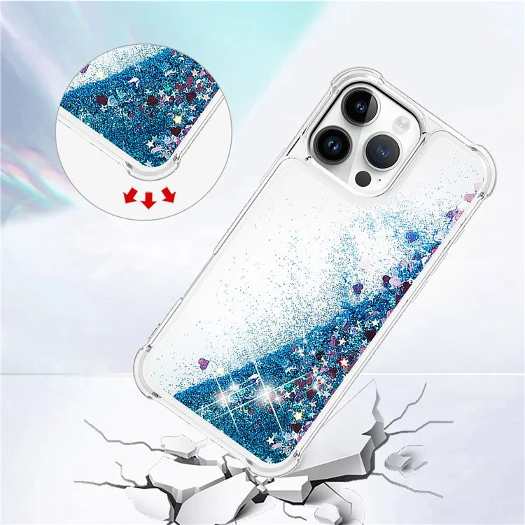 YB Quicksand Series-1 For iPhone 16 Pro Max Case Glitter Liquid Anti-Drop TPU Phone Cover