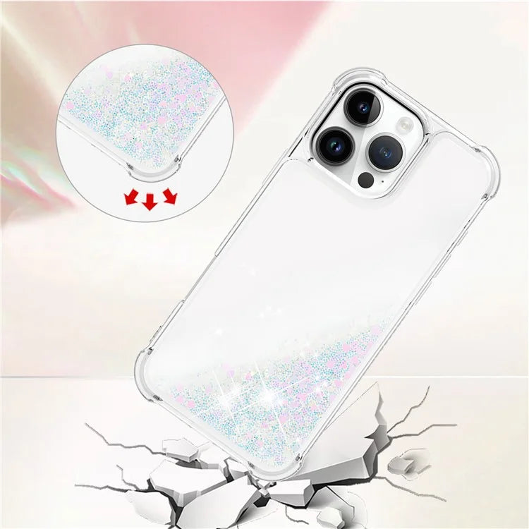 YB Quicksand Series-1 For iPhone 16 Pro Max Case Glitter Liquid Anti-Drop TPU Phone Cover