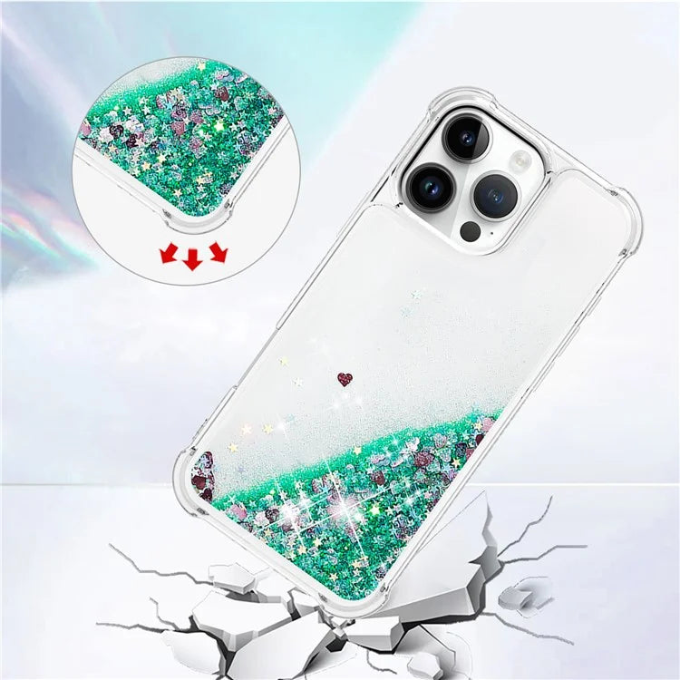 YB Quicksand Series-1 For iPhone 16 Pro Max Case Glitter Liquid Anti-Drop TPU Phone Cover