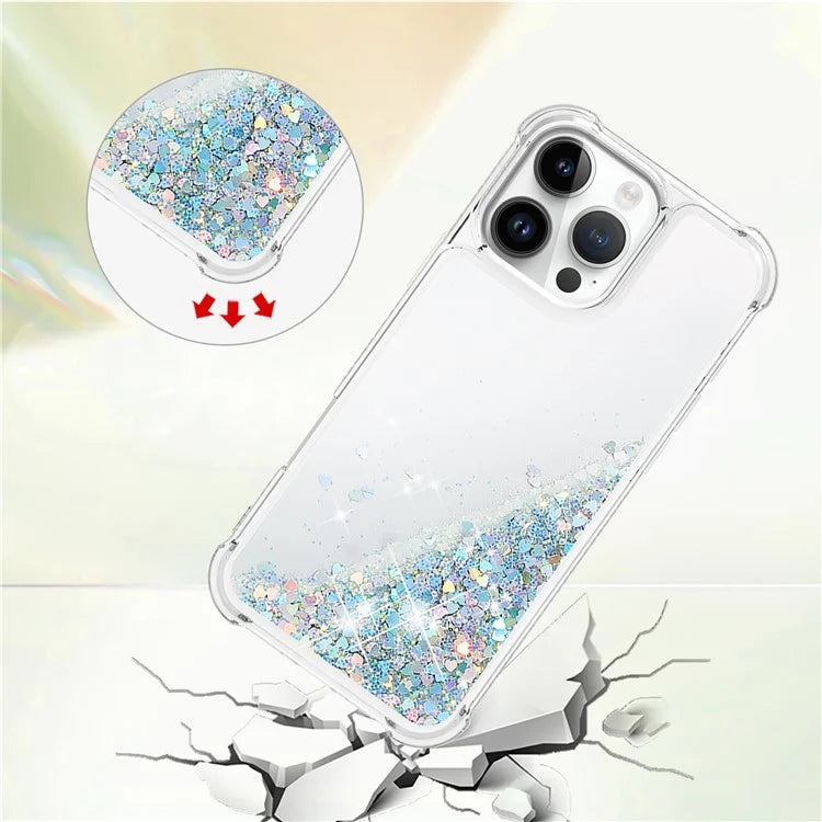 YB Quicksand Series-1 For iPhone 16 Pro Max Case Glitter Liquid Anti-Drop TPU Phone Cover