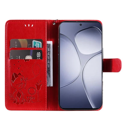 KT Imprinting Flower Series-4 For Xiaomi Redmi K70 Ultra Case Cat Bee Pattern Flip Leather Phone Cover