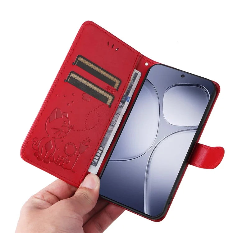 KT Imprinting Flower Series-4 For Xiaomi Redmi K70 Ultra Case Cat Bee Pattern Flip Leather Phone Cover