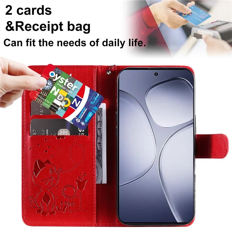 KT Imprinting Flower Series-4 For Xiaomi Redmi K70 Ultra Case Cat Bee Pattern Flip Leather Phone Cover