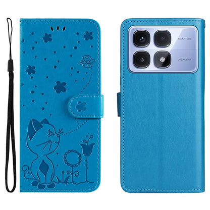 KT Imprinting Flower Series-4 For Xiaomi Redmi K70 Ultra Case Cat Bee Pattern Flip Leather Phone Cover