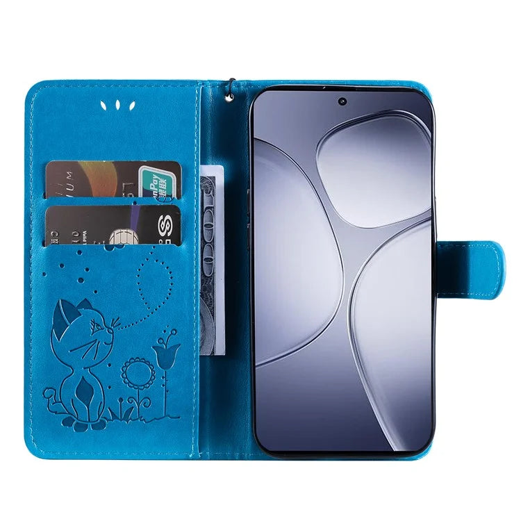 KT Imprinting Flower Series-4 For Xiaomi Redmi K70 Ultra Case Cat Bee Pattern Flip Leather Phone Cover