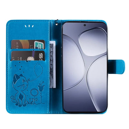 KT Imprinting Flower Series-4 For Xiaomi Redmi K70 Ultra Case Cat Bee Pattern Flip Leather Phone Cover