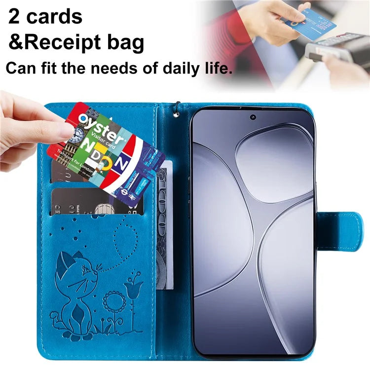 KT Imprinting Flower Series-4 For Xiaomi Redmi K70 Ultra Case Cat Bee Pattern Flip Leather Phone Cover