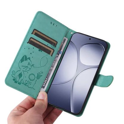 KT Imprinting Flower Series-4 For Xiaomi Redmi K70 Ultra Case Cat Bee Pattern Flip Leather Phone Cover