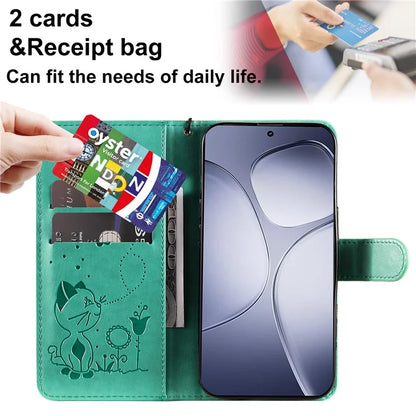 KT Imprinting Flower Series-4 For Xiaomi Redmi K70 Ultra Case Cat Bee Pattern Flip Leather Phone Cover