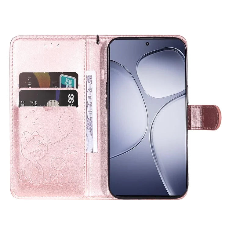 KT Imprinting Flower Series-4 For Xiaomi Redmi K70 Ultra Case Cat Bee Pattern Flip Leather Phone Cover