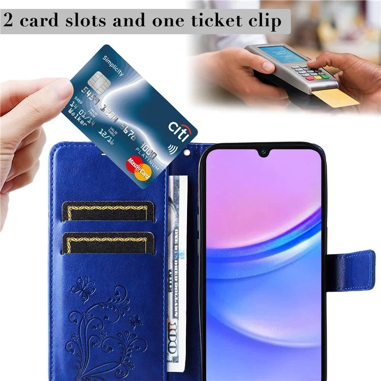 KT Imprinting Flower Series-2 For Samsung Galaxy A16 5G Case Floral Butterfly Leather Wallet Phone Cover