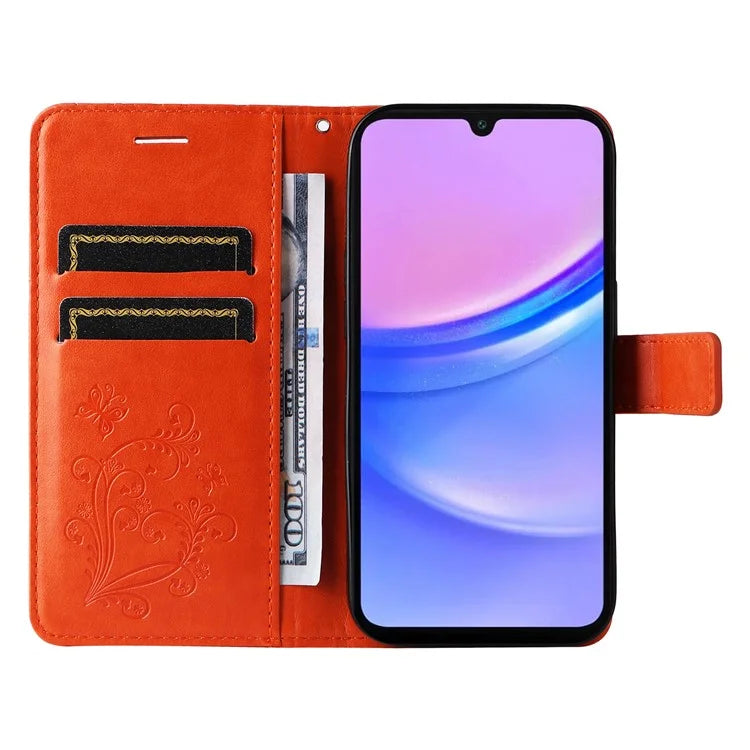 KT Imprinting Flower Series-2 For Samsung Galaxy A16 5G Case Floral Butterfly Leather Wallet Phone Cover