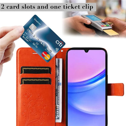 KT Imprinting Flower Series-2 For Samsung Galaxy A16 5G Case Floral Butterfly Leather Wallet Phone Cover