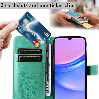 KT Imprinting Flower Series-2 For Samsung Galaxy A16 5G Case Floral Butterfly Leather Wallet Phone Cover